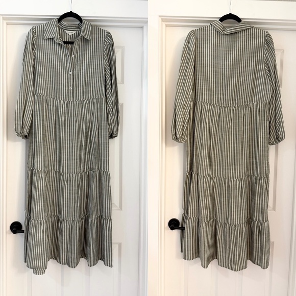 Max Studio Dresses & Skirts - NWT Max Studio Grey and White Striped Tiered Maxi Dress